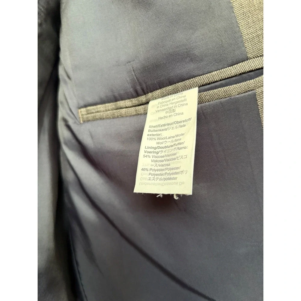 J.Crew Thompson Mens 44L Grey 100% Wool Sharkskin Two Button Blazer Suit Jacket